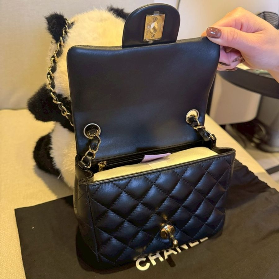 CHANEL CF 17 方胖子|黑色羊皮|淡金扣|晶片款(正品)-2