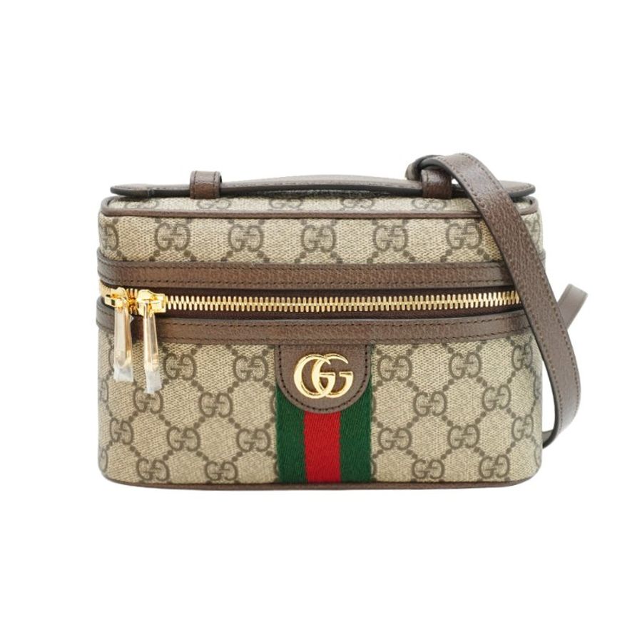 Gucci Ophidia 帆布手提兩用斜背化妝包(816357-烏木)-1