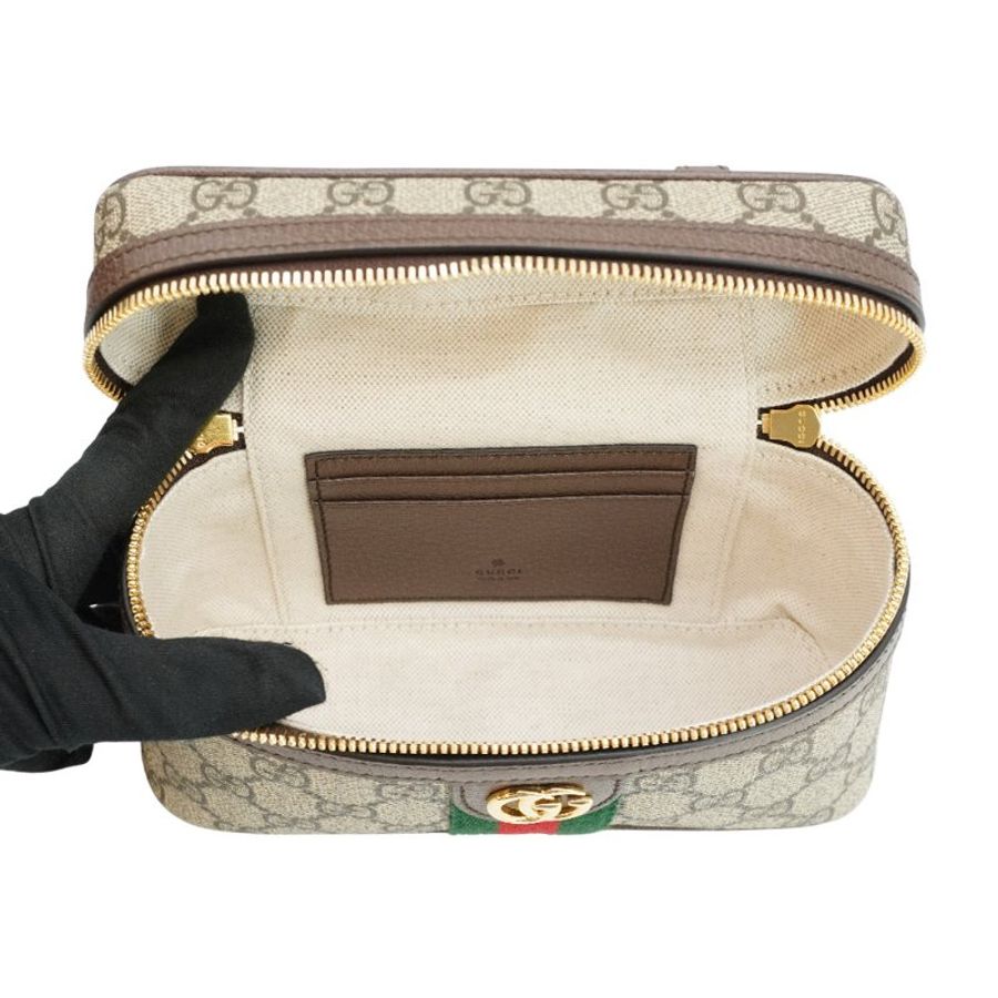 Gucci Ophidia 帆布手提兩用斜背化妝包(816357-烏木)-5