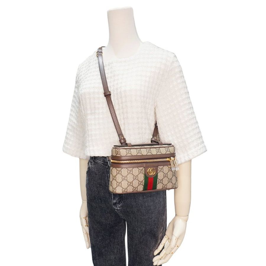 Gucci Ophidia 帆布手提兩用斜背化妝包(816357-烏木)-6