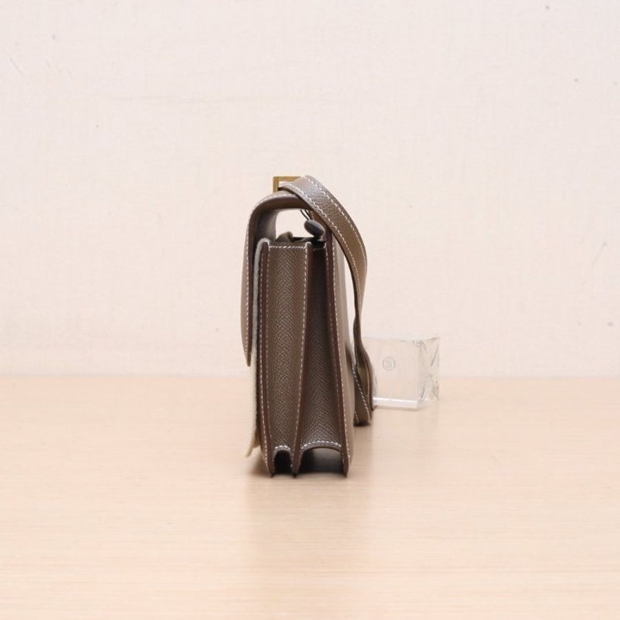 HERMES Constance康康19帶鏡子新版18大象灰Epsom皮B刻金扣肩背包-4