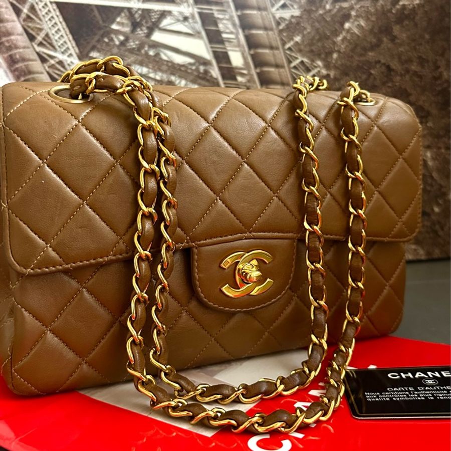 (MYMluxurybag) 💓Chanel💓22.5cm 稀有 雙面 羊皮袋 鏈條袋 肩背袋 古董袋-0
