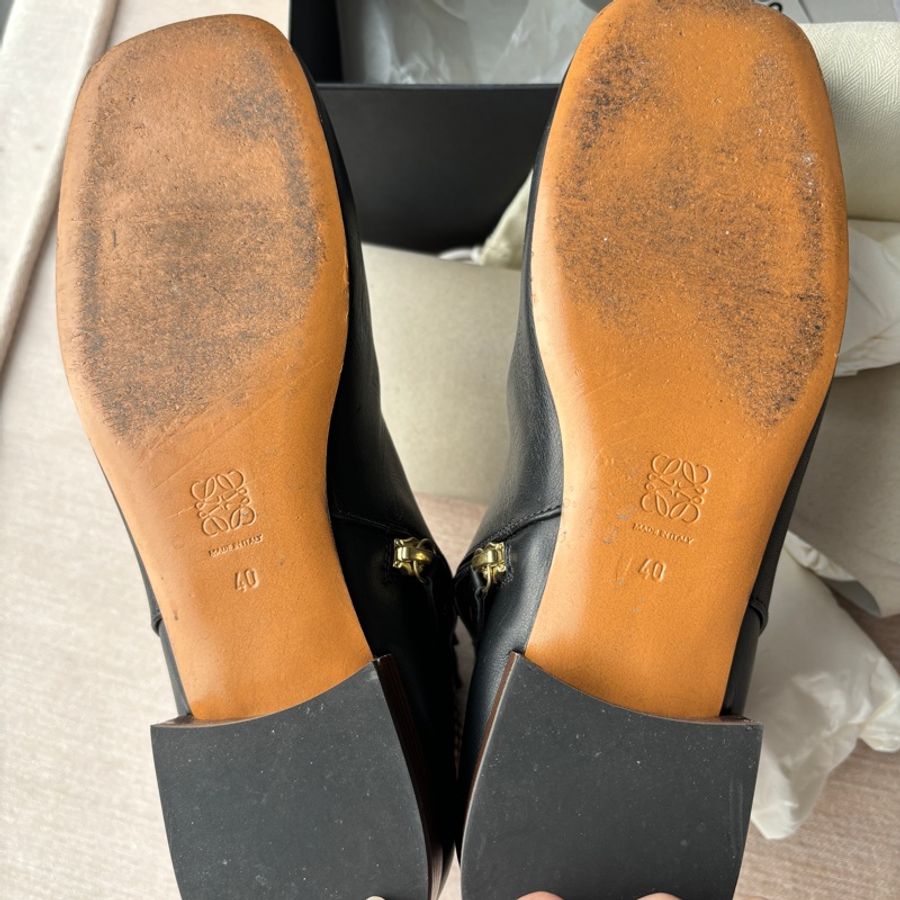 【LOEWE Gate Boot 25】黑色羊皮短靴 40號｜真皮方頭｜二手良好 柔軟好穿 經典配色 附完整配件-26