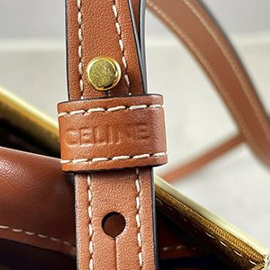 *奢華大道國際精品*【CE125】CELINE白色 Triomphe 帆布MINI 直立琴譜兩用包-7