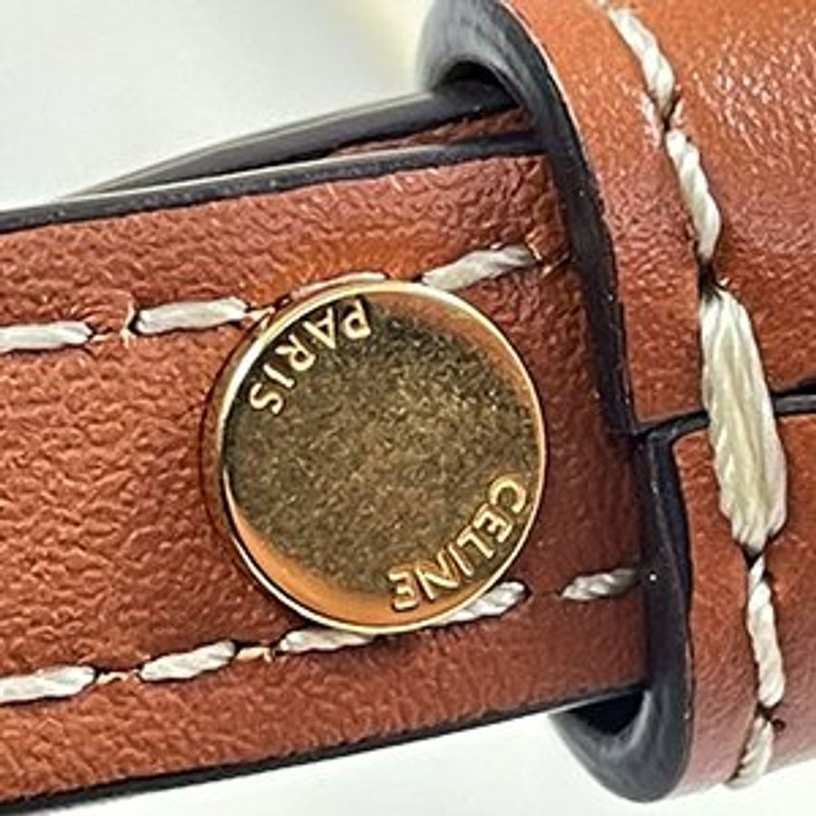 *奢華大道國際精品*【CE125】CELINE白色 Triomphe 帆布MINI 直立琴譜兩用包-8