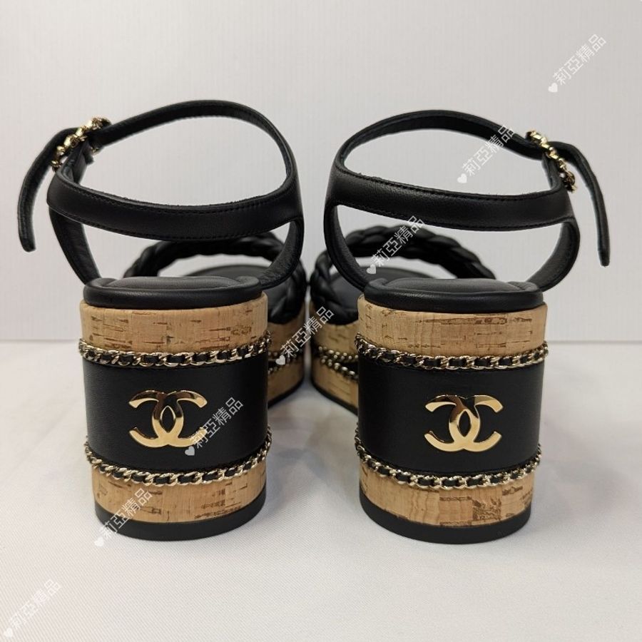 莉亞精品♡CHANEL 編織厚底涼鞋 尺碼36 近新閒置-7