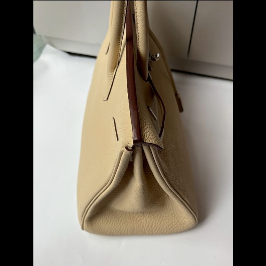Hermes 銀釦羊毛白皮柏金 35-10