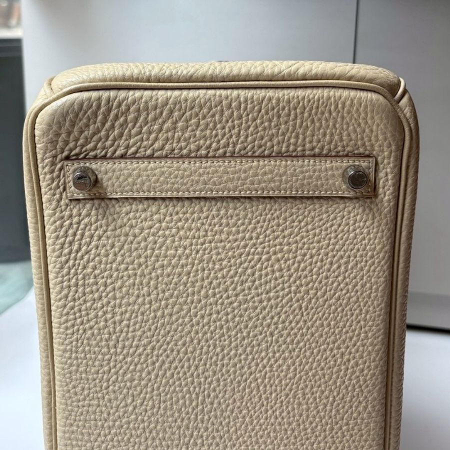 Hermes 銀釦羊毛白皮柏金 35-18