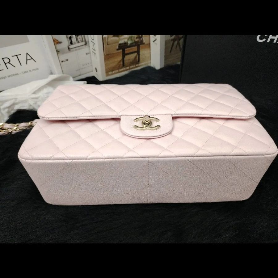 Chanel CF Jumbo 粉色金扣 芯片款-4