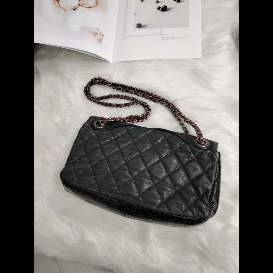 Chanel Vintage 做舊銀扣 斜挎包 13開-1