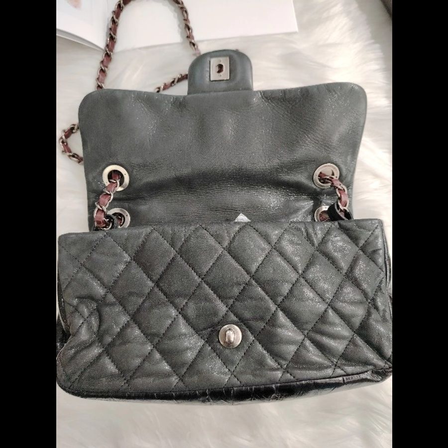 Chanel Vintage 做舊銀扣 斜挎包 13開-5