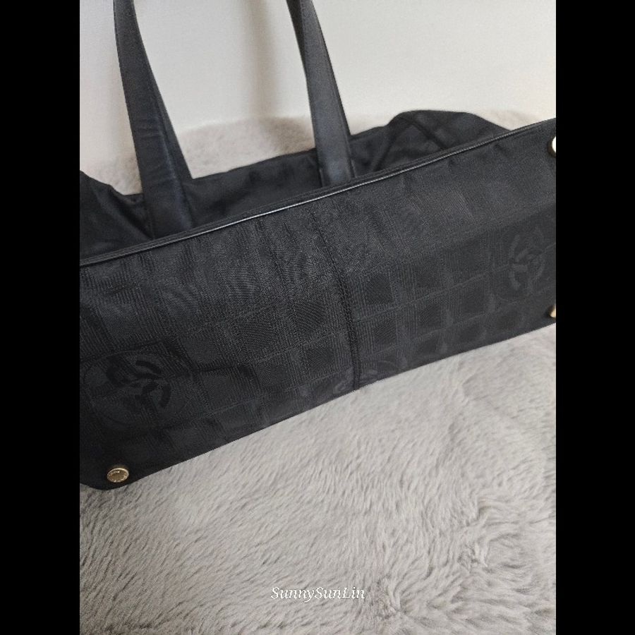 香奈兒 Chanel 黑色 尼龍布 購物包 肩背包 托特包 通勤適合-24