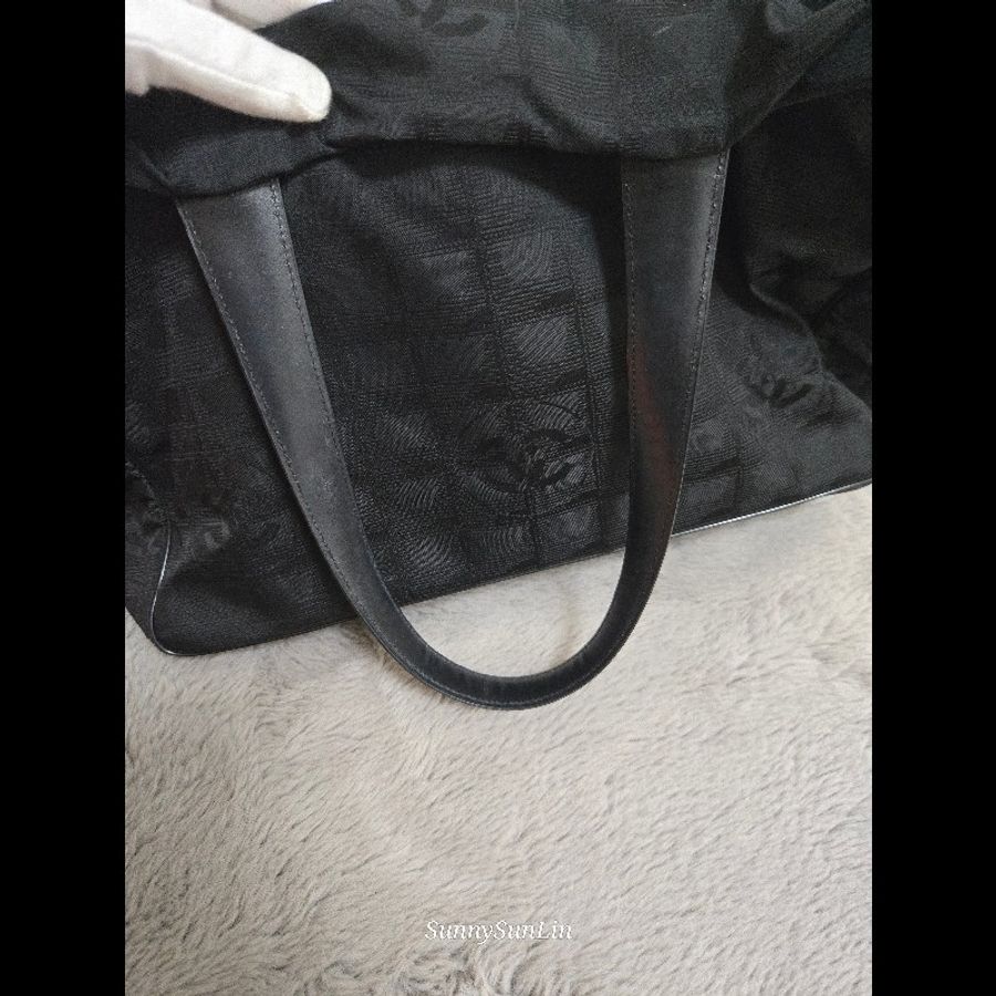 香奈兒 Chanel 黑色 尼龍布 購物包 肩背包 托特包 通勤適合-28