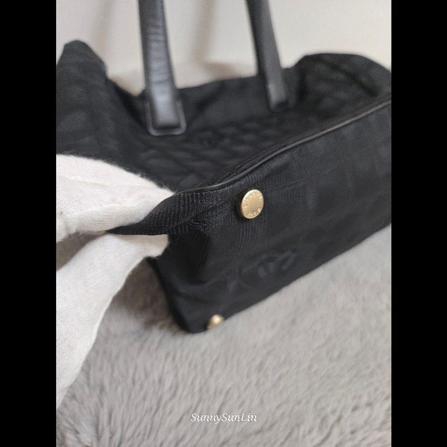 香奈兒 Chanel 黑色 尼龍布 購物包 肩背包 托特包 通勤適合-31