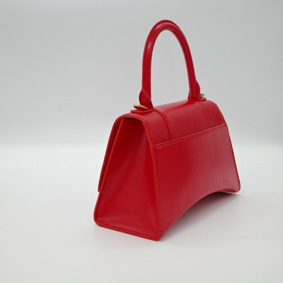 【聖誕紅🎁送禮自用】 Balenciaga 巴黎世家 Hourglass Bag 紅色 光滑牛皮 沙漏包 手提包 斜背包 兩用包-3