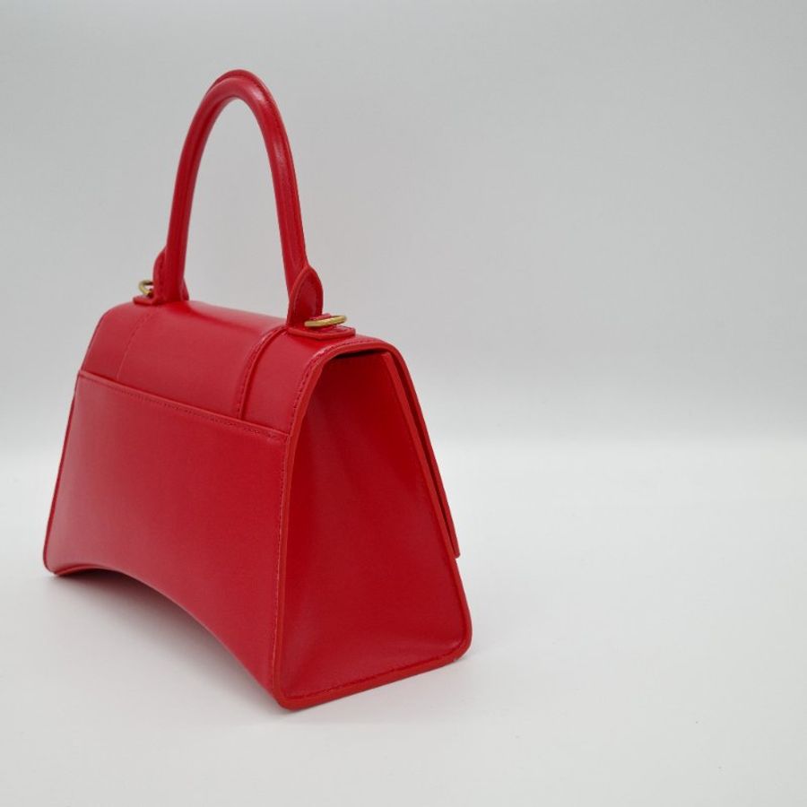【聖誕紅🎁送禮自用】 Balenciaga 巴黎世家 Hourglass Bag 紅色 光滑牛皮 沙漏包 手提包 斜背包 兩用包-4