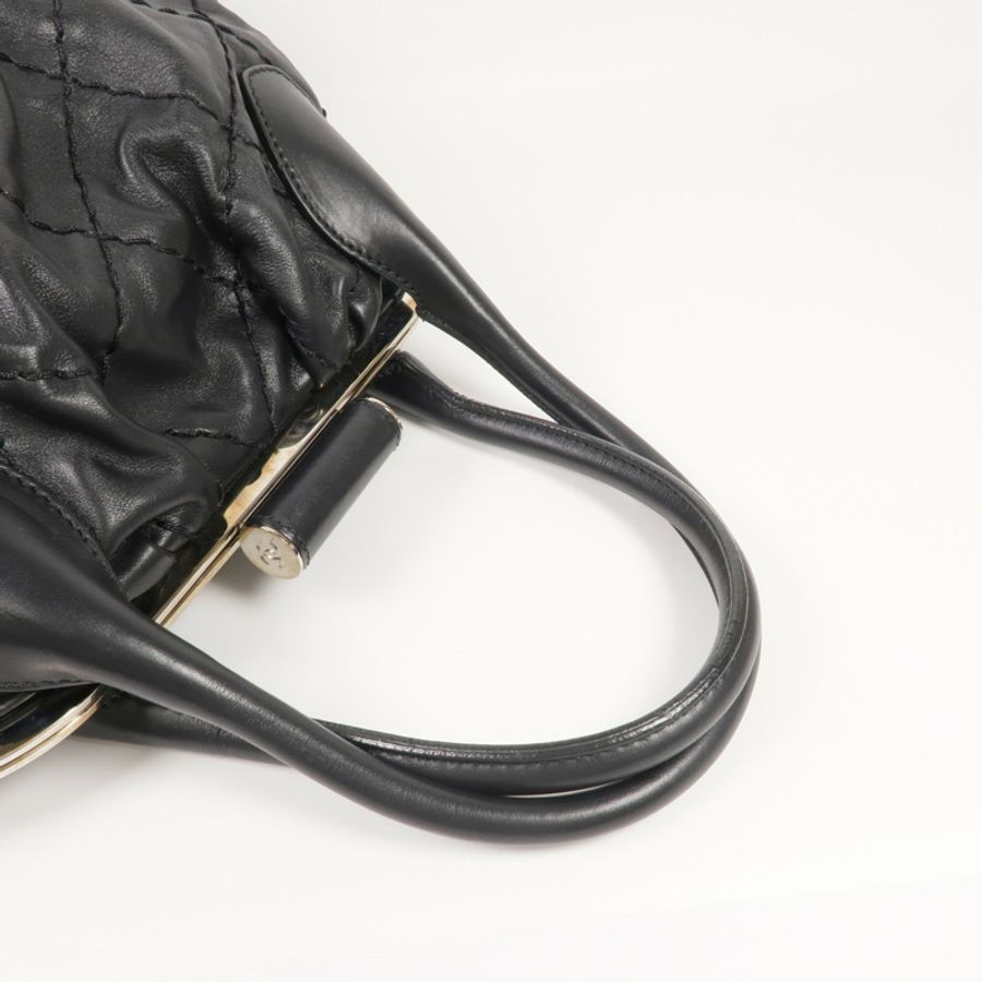CHANEL 牛皮皮革Handbag銀扣手挽袋-4