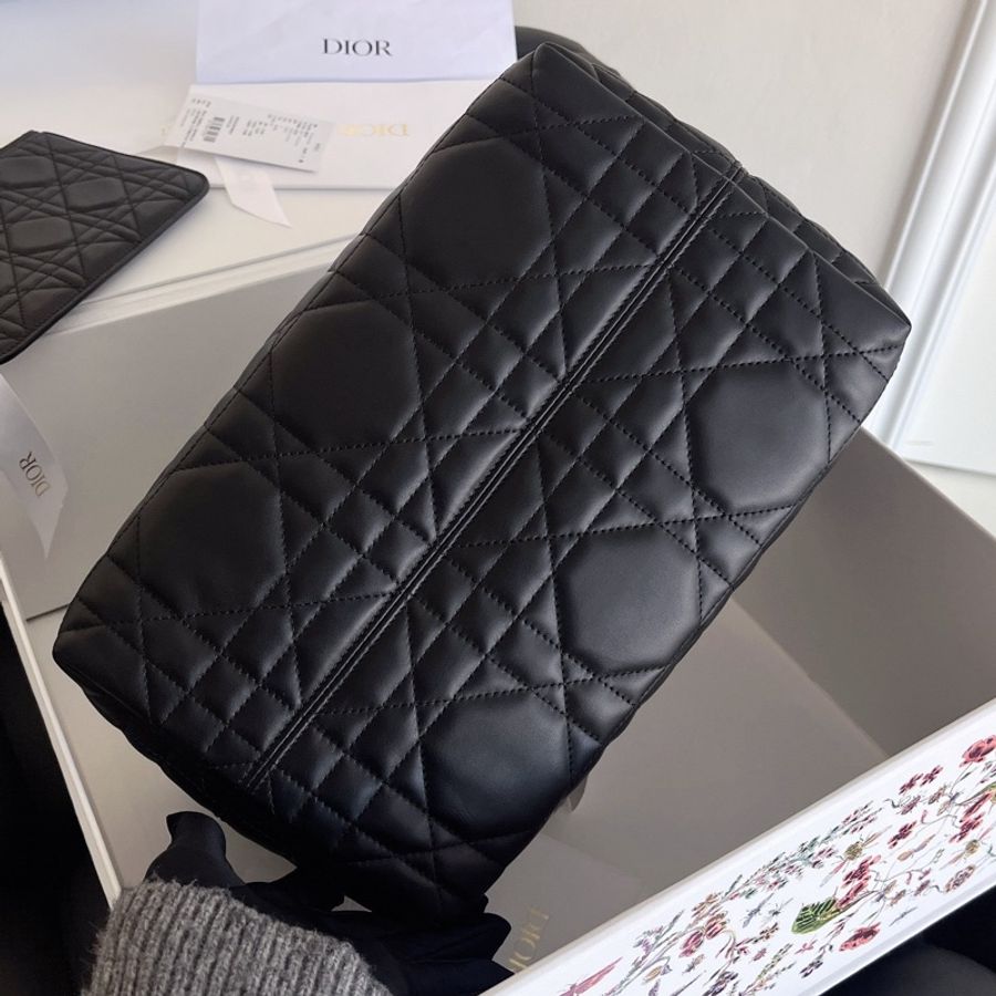 【全新品】迪奧 Dior Toujours 土著系列黑色金扣中號手提肩背托特包-12