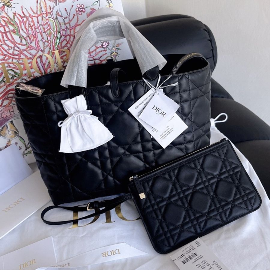 【全新品】迪奧 Dior Toujours 土著系列黑色金扣中號手提肩背托特包-20