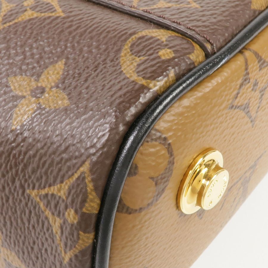 LOUIS VUITTON Monogram/Monogram Reverse Vanity PM金扣手挽肩背兩用袋棕色-12