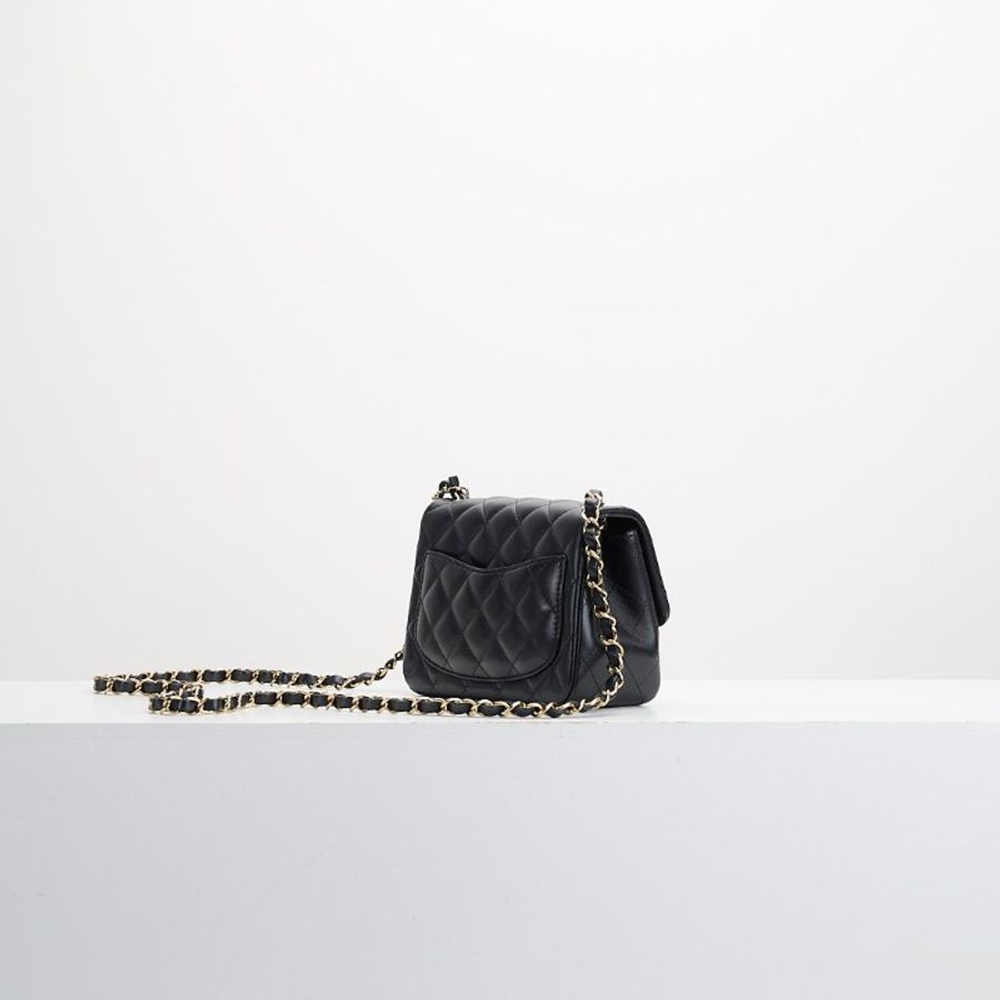 二手Chanel mini coco 17方胖/黑淡金扣-2