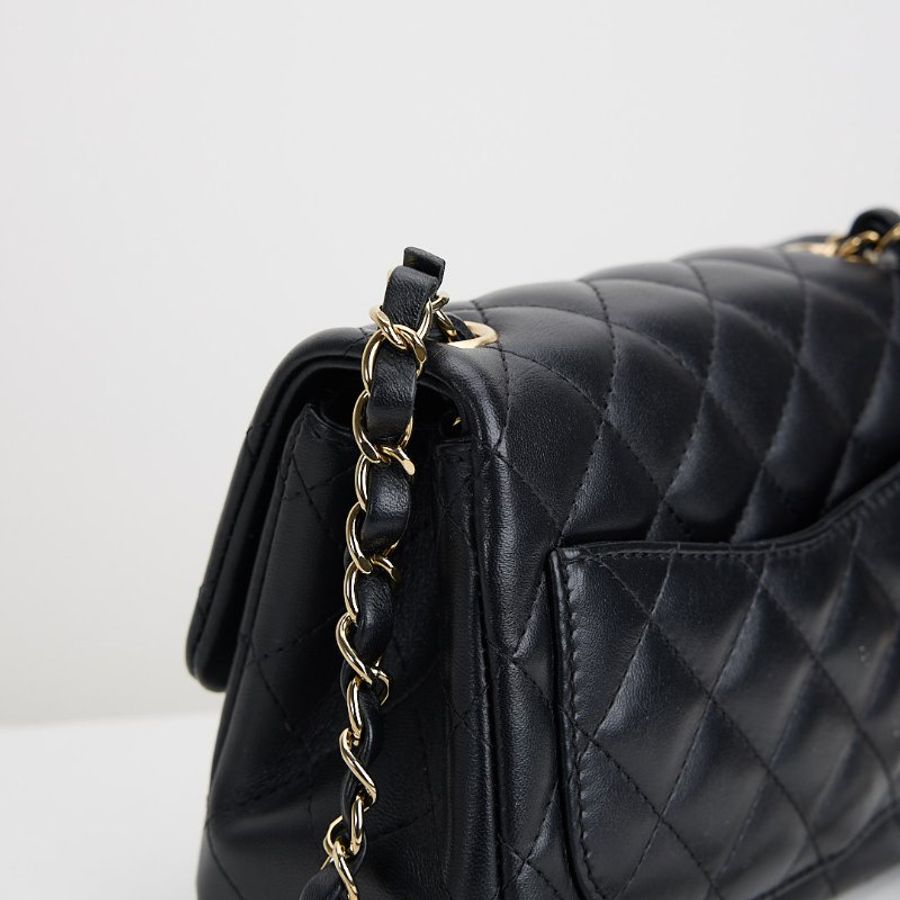 二手Chanel mini coco 17方胖/黑淡金扣-10