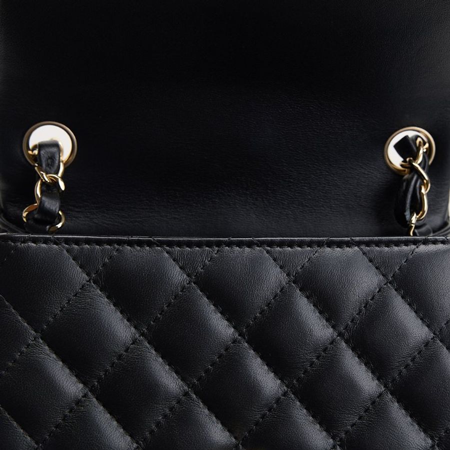 二手Chanel mini coco 17方胖/黑淡金扣-21