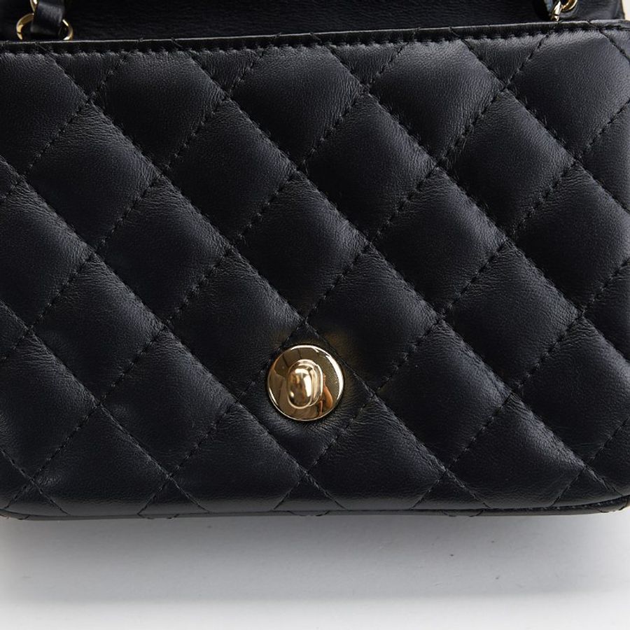 二手Chanel mini coco 17方胖/黑淡金扣-22