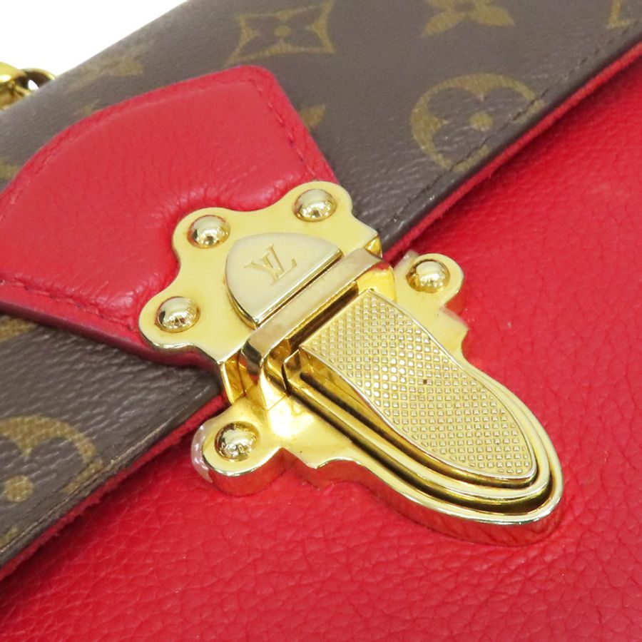 原棕花帆布紅色皮革鏈背帶【LOUIS VUITTON LV 路易威登】M41731-13