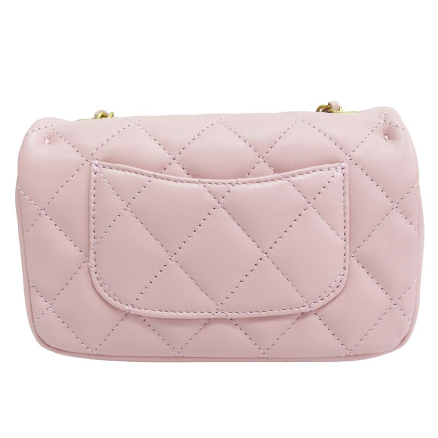 粉色 菱格紋 羊皮 愛心鍊帶 肩背包 金釦【CHANEL 香奈兒】 AS3456-1
