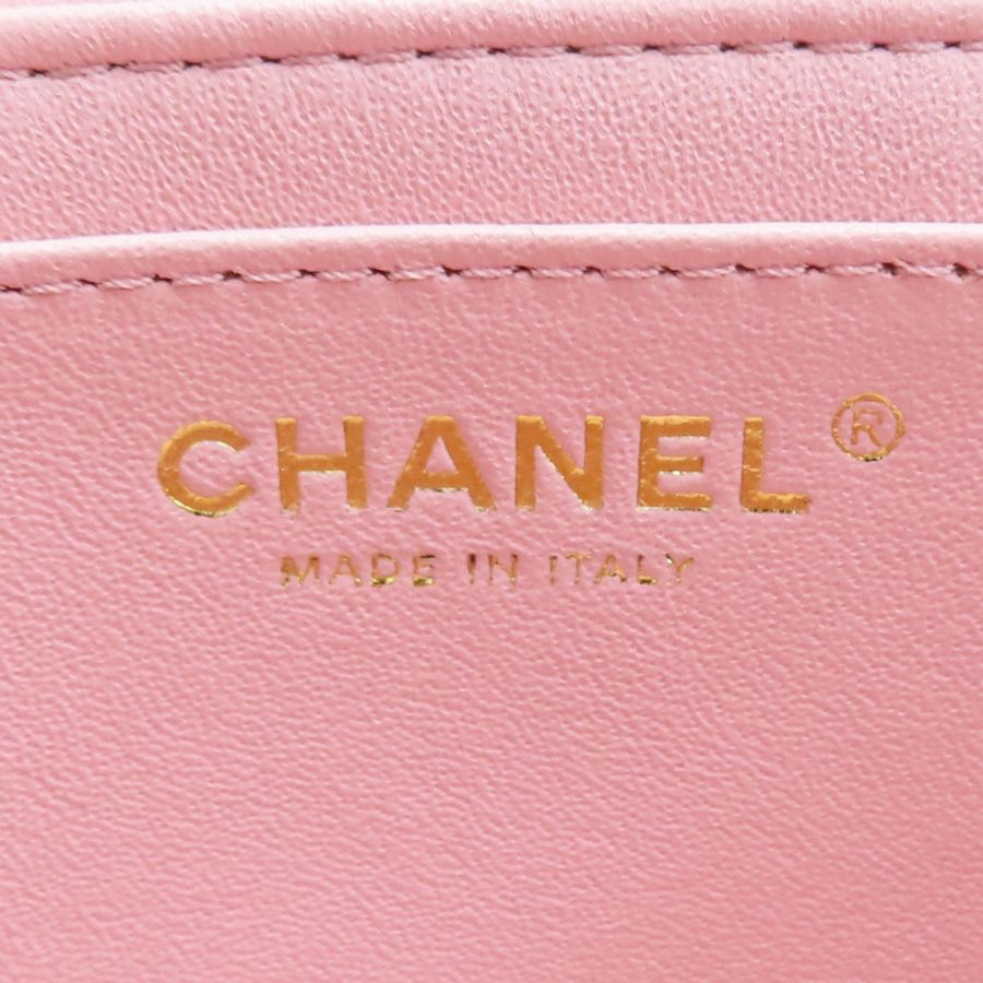 粉色 菱格紋 羊皮 Vanity Case 化妝箱 肩背包 金釦【CHANEL 香奈兒】 AS1626-5