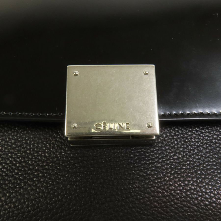CELINE 牛皮皮革Trapeze銀扣手挽肩背兩用袋-7