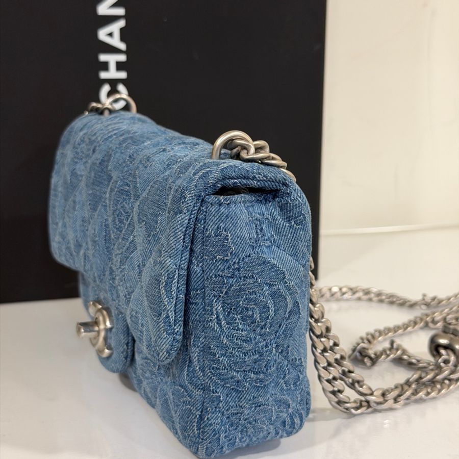 Chanel 23p MiniCf牛仔愛心調節扣大方胖 #已絕版收藏款 #全配全新帶膜-11