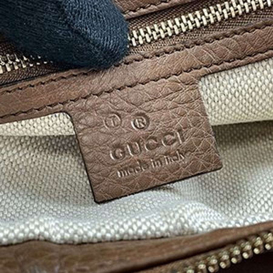*奢華大道國際精品*【G1805】GUCCI 棕色牛皮SOHO金鍊流蘇斜背包 308981-7