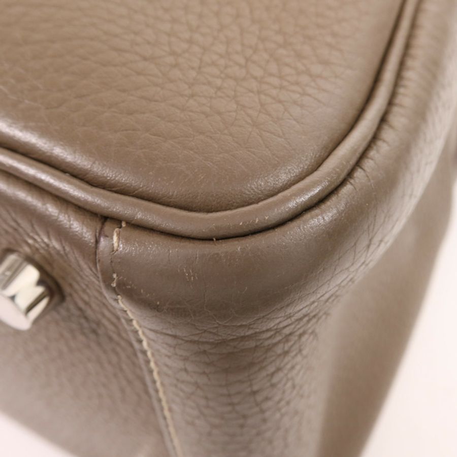 HERMES Clemence皮革Lindy 26銀扣手挽肩背兩用袋Etoupe-5