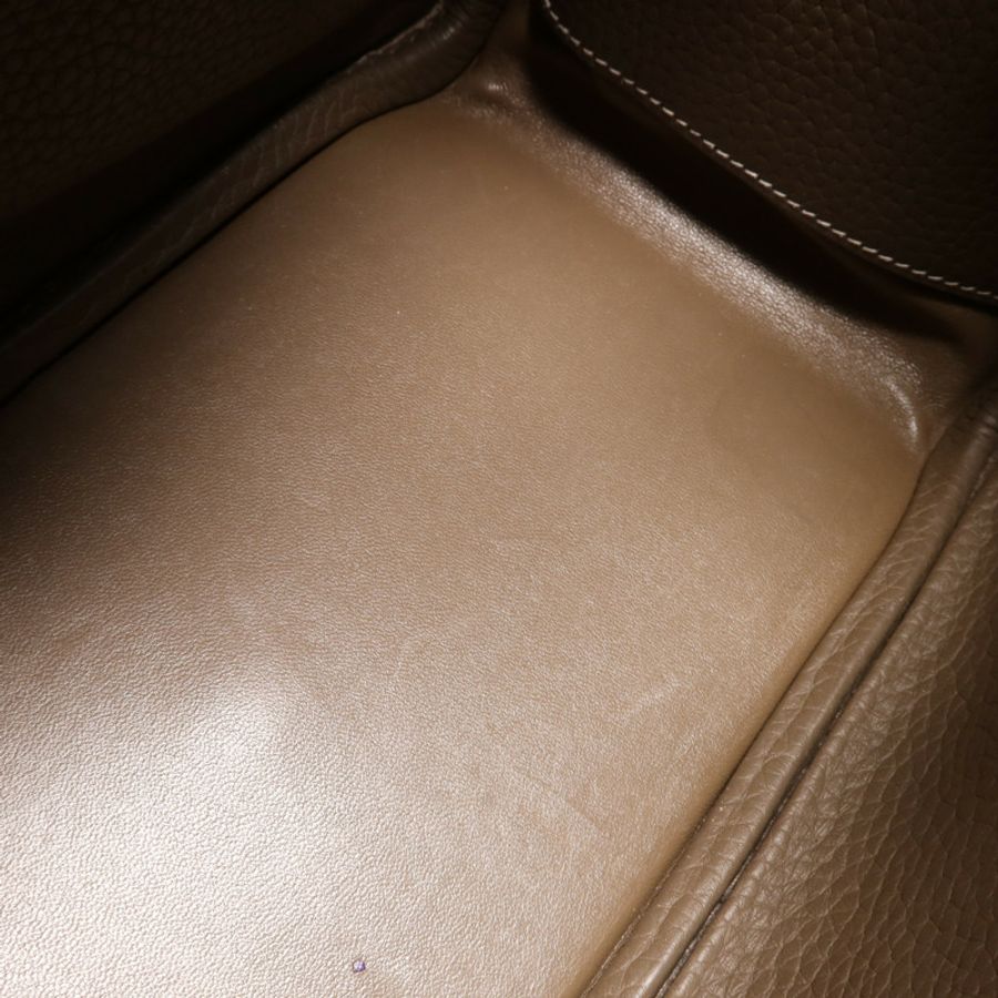 HERMES Clemence皮革Lindy 26銀扣手挽肩背兩用袋Etoupe-14