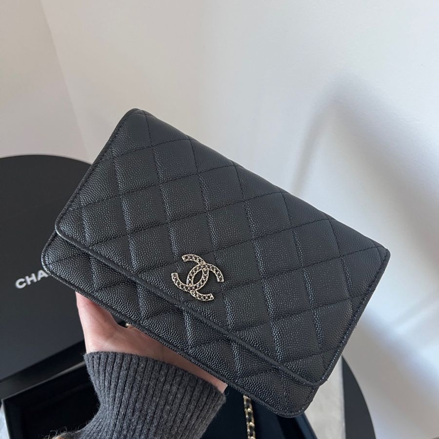 ✨Chanel 23A黑金黑鑽荔枝皮 配件齊全 晶片款-1