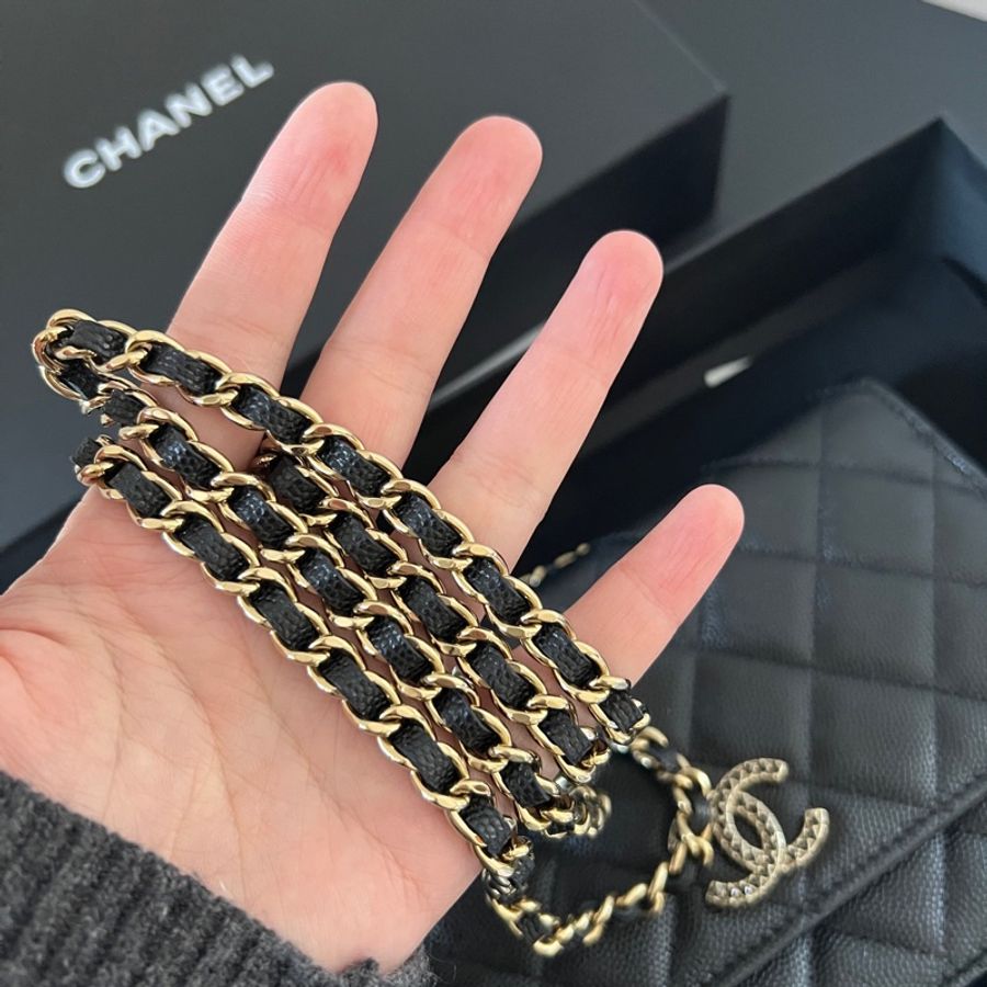 ✨Chanel 23A黑金黑鑽荔枝皮 配件齊全 晶片款-13