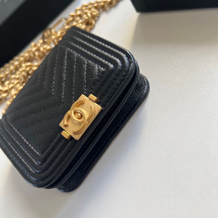 ✦˚₊· Chanel 23C 黑金金球leboy mini腰包 晶片款-5