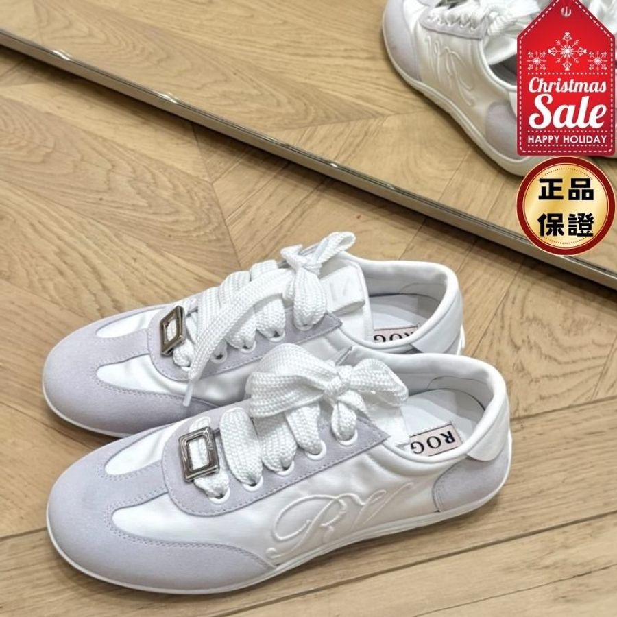 🎊佳節特賣🎁Roger Vivier Viv Low 方釦德訓休閒球鞋 白色 IT36.5/37/37.5/38.5-0