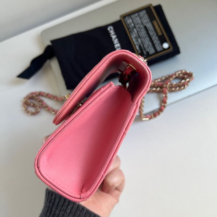 🎀Chanel 蜜桃粉色trendy cc mini盒子 有卡-1