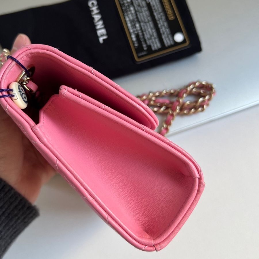 🎀Chanel 蜜桃粉色trendy cc mini盒子 有卡-2