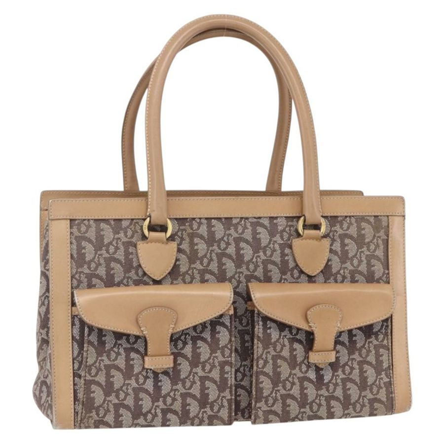 【日本直送】Christian Dior Trotter帆布手提包 棕色金色 正品 153990-0