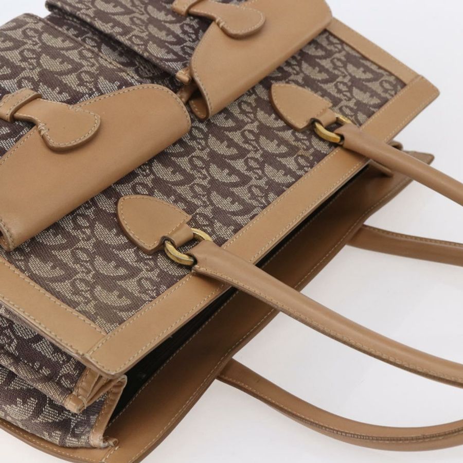 【日本直送】Christian Dior Trotter帆布手提包 棕色金色 正品 153990-5