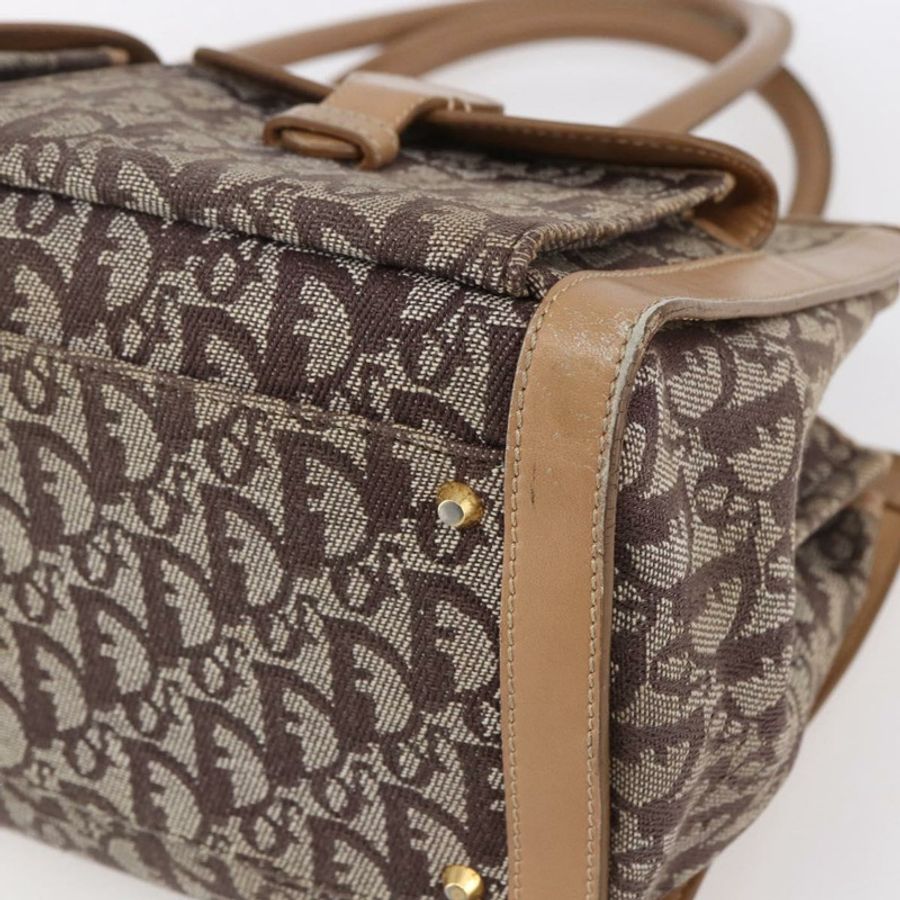【日本直送】Christian Dior Trotter帆布手提包 棕色金色 正品 153990-8