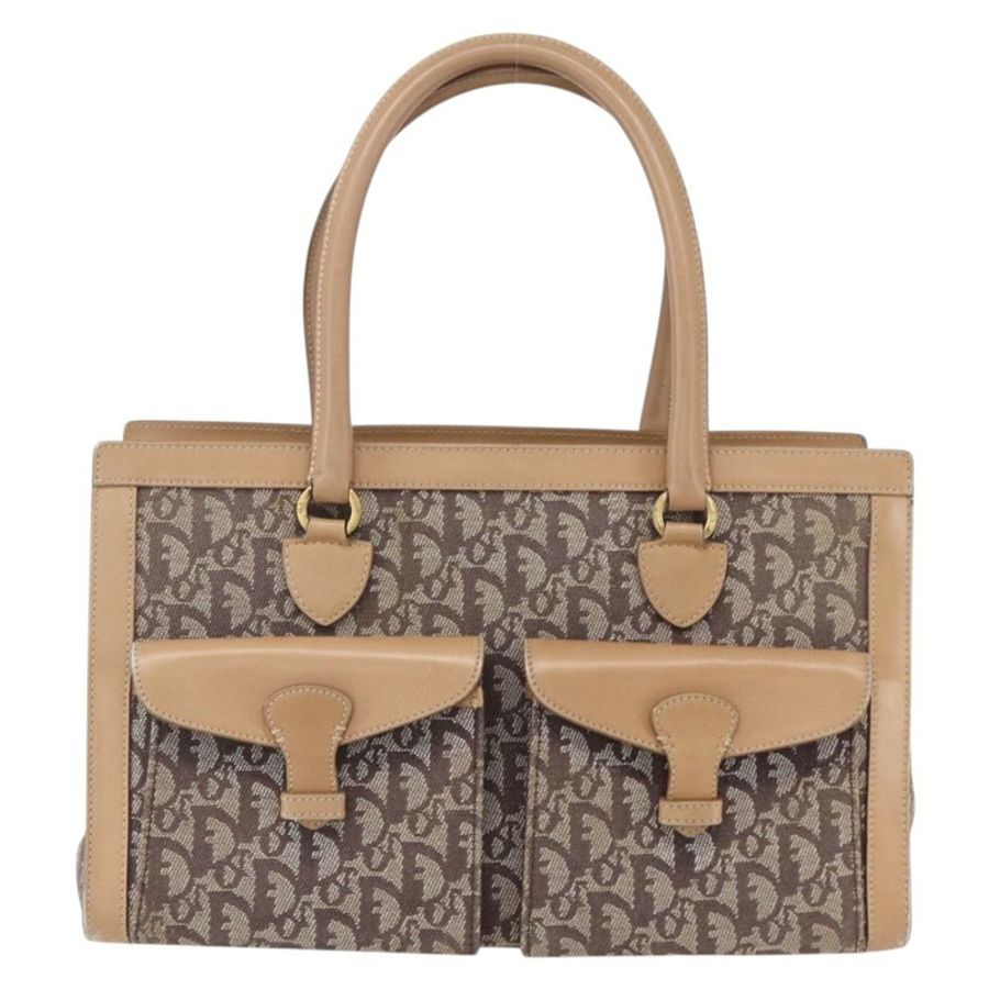 【日本直送】Christian Dior Trotter帆布手提包 棕色金色 正品 153990-12