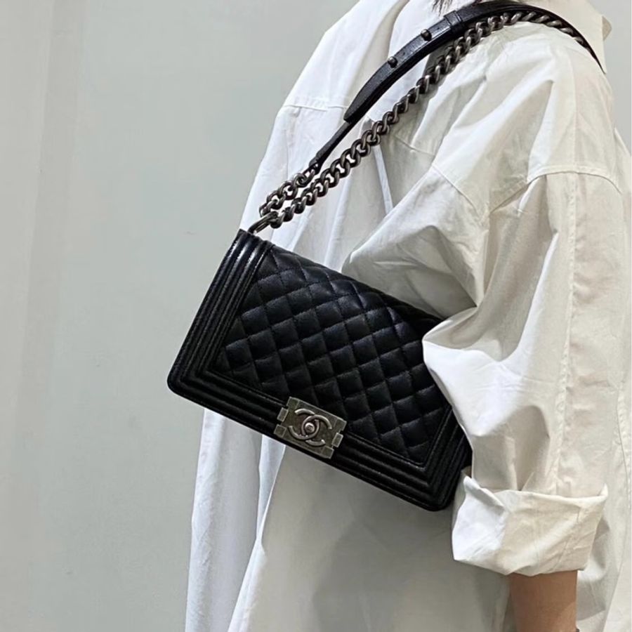 🈶購證 #芯片款 #全皮內裡 香奈兒黑銀leboy25中號 #全網最低甩賣💰-3