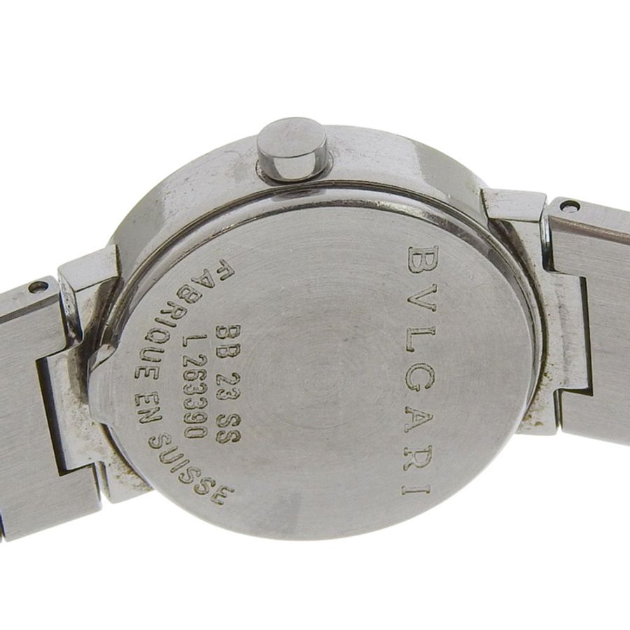 寶格麗 (BVLGARI) BB23SS 女士腕錶，不鏽鋼石英錶殼，黑色錶盤，指針式顯示。-6