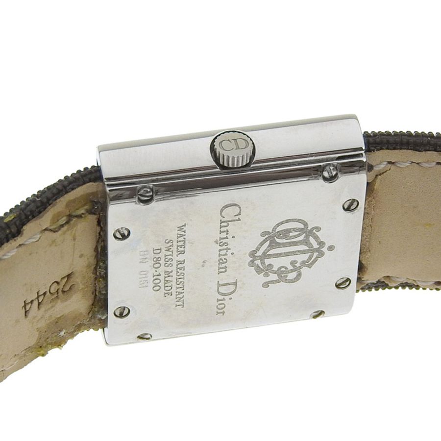 Christian Dior Riva D80-100 女士腕錶,不鏽鋼和帆布錶殼,石英機芯,指針式顯示,銀色錶盤-5