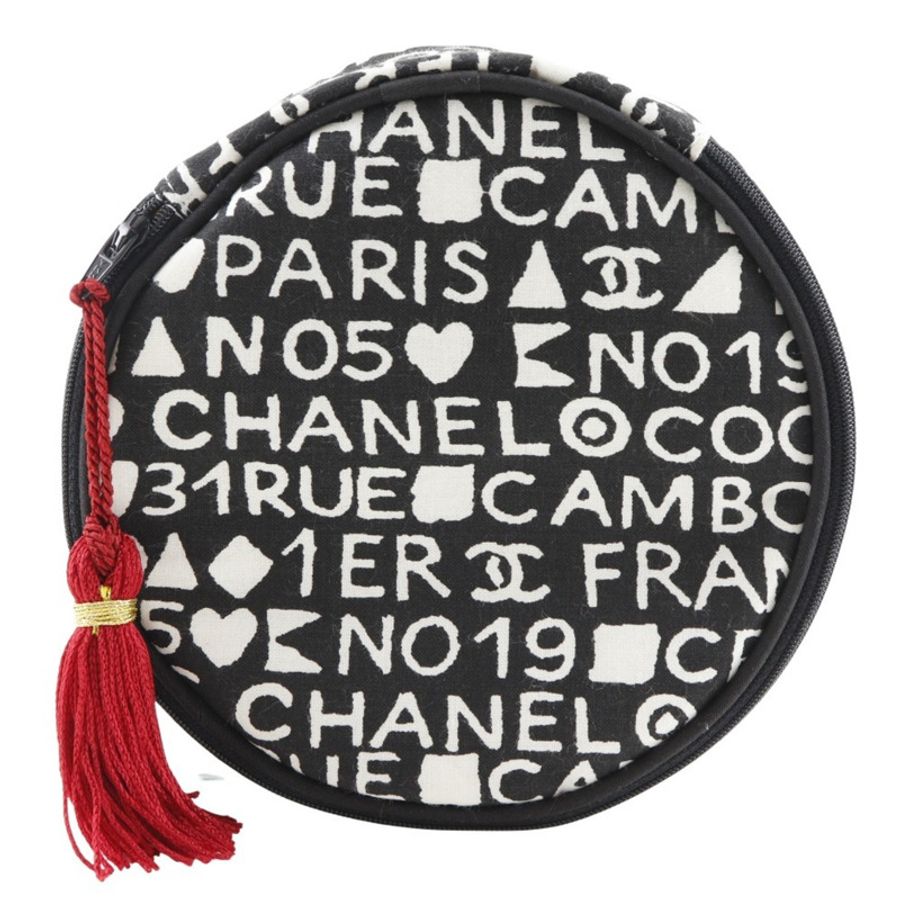 香奈兒 31rue Cambon 化妝包,新穎款,棉質,黑色,拉鍊,女士-0
